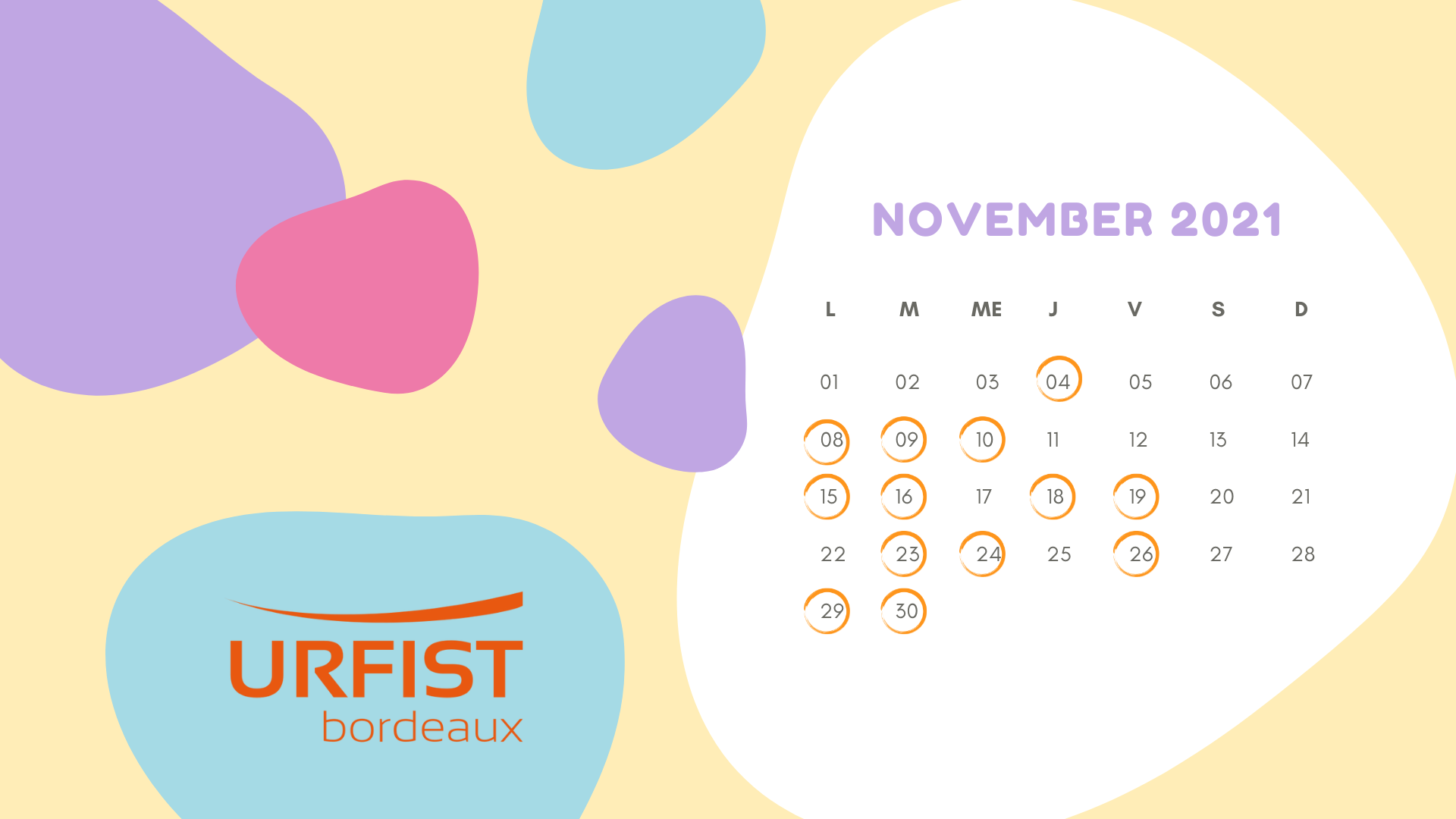Calendrier avec les dates des formations de l'Urfist